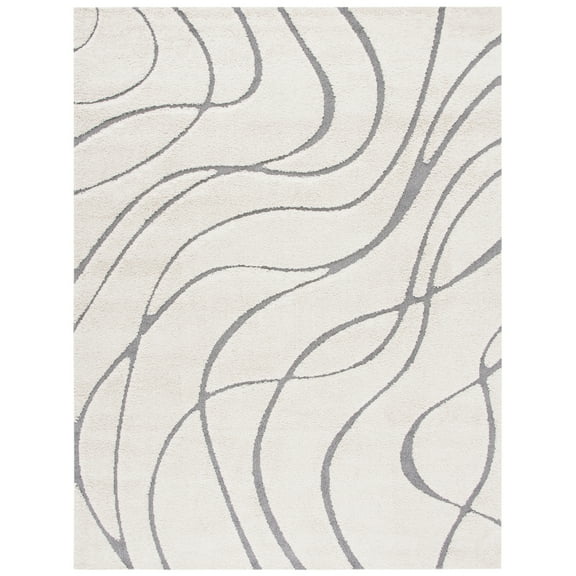 SAFAVIEH Florida Tamzen Abstract Shag Runner Rug, Cream/Grey, 2'3" x 9'