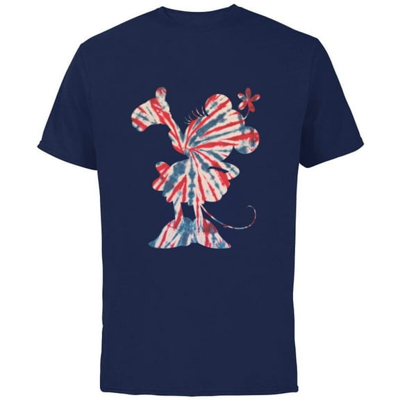 Disney Minnie Mouse Red White Blue Tie Dye - Short Sleeve Cotton T-Shirt for Adults - Customized-Navy