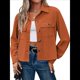 thumbnail image 3 of Chaquetas de con Botones para Mujer, Camisetas de Larga, Tendencia 2025 Naranja Rojo L, 3 of 8