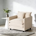 thumbnail image 3 of VEPXXP 40.9" Oversized Chenille Modular Accent Chair, Deep Seat Comfy Sofa with Pillow, Living Room Reading Chair for Home Office Apartment, Beige, 3 of 12