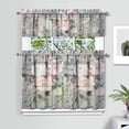 thumbnail image 2 of Pioneer Kitchen Curtains and Valance Set 36 Inch Tier Pastel Grey Flower Floral Print 3 Pieces Set Dining Room Small Curtain Drapes Cafe Curtains Valance for Home Decor Rod Pocket, 2 of 6