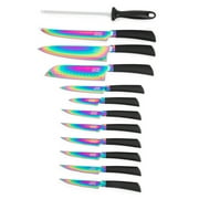 Thyme & Table 13-Piece Knife Block Set, Rainbow Blades