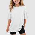 thumbnail image 2 of Povozer Tops for Girls Short Sleeve 2025 Girls Pleated Short Sleeve T Shirts Kids Summer Crewneck Shirts Casual Tops Tees for 120,White, 2 of 4