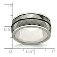 thumbnail image 2 of 10.00mm 925 Sterling Silver and Black Titanium Inlay Black Stripe Ring Size 13.5 Ring for Women, 2 of 2