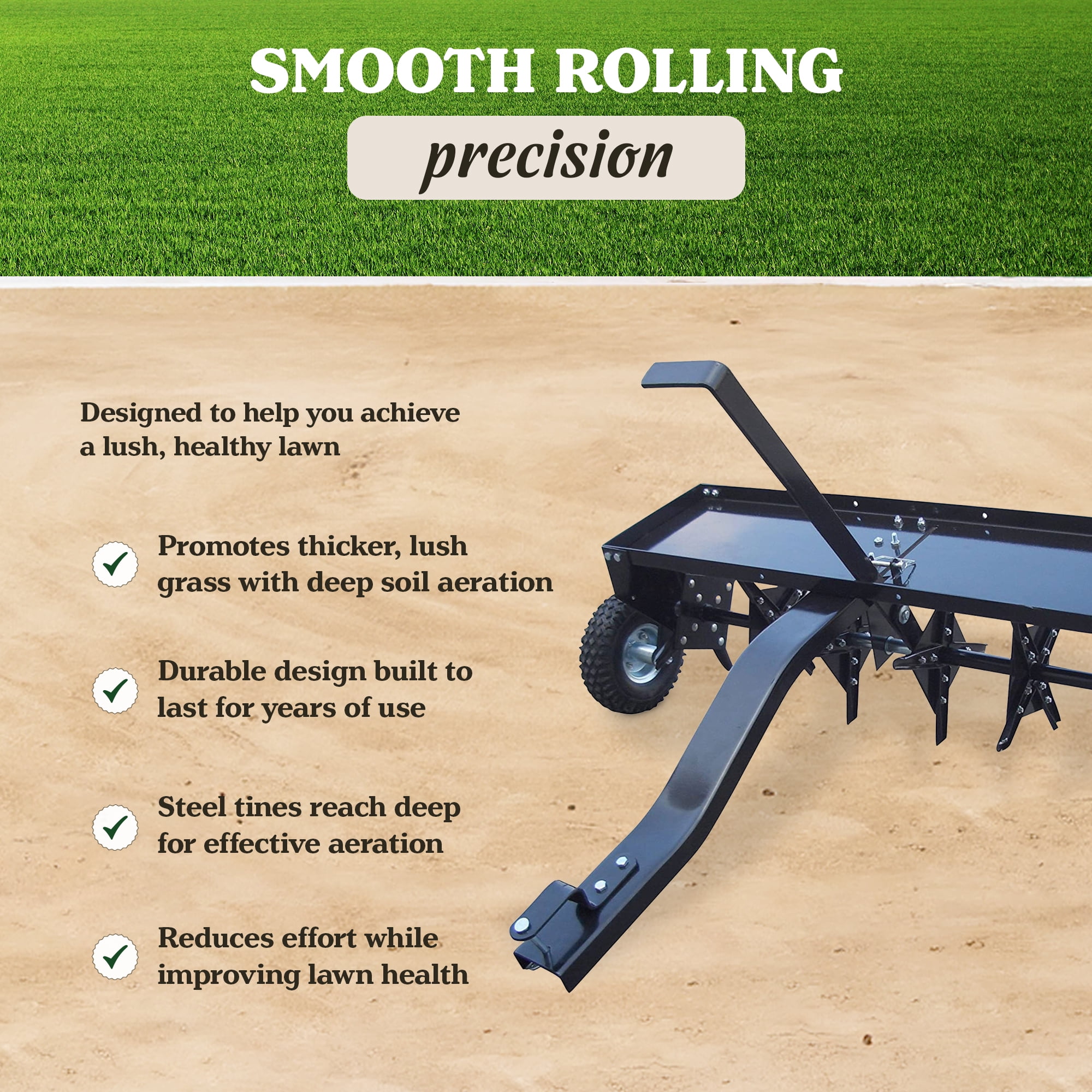 Yard Tuff Steel Plug Aerator Universal Hitch, 40 Inch Wide Working Width