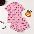 thumbnail image 4 of Bobifish Toddler Girls Sleep Sets Halloween Print Lapel Button Down Short Sleeve Tops&Shorts PJS Children Girls Home Clothes, 4 of 9
