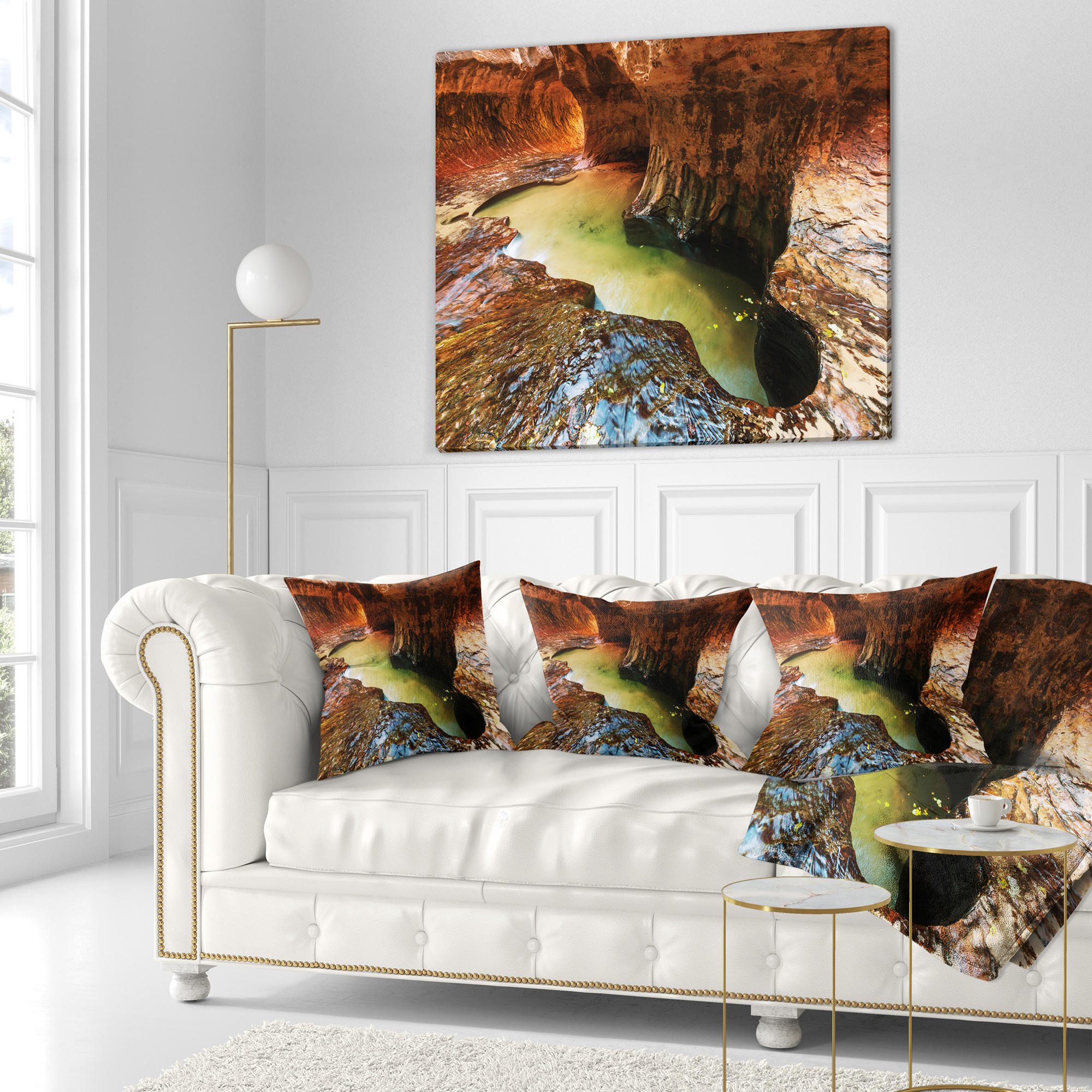 Designart Narrows in Zion National Park Utah - Landscape Printed Throw Pillow - 16x16