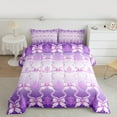 thumbnail image 2 of jejeloiu Chic Bow Knot Queen Comforter Set,Kawaii Cartoon Bowtie Bedding Sets,Gradient White Purple Bedding Comforter Set For Girls Teens,Super Cozy Room Decor Reversible,3pcs, 2 of 8