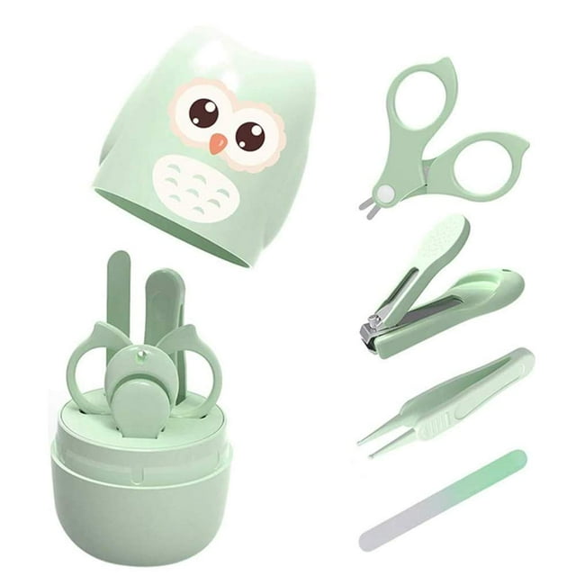 Juego de cuidado de uñas para bebés Cuidado de bebés recién nacidos Juego de arte de uñas para bebés con cortaúñas, tijeras, pinzas y lima de uñas para bebés, búho lindo JFHHH pequeña