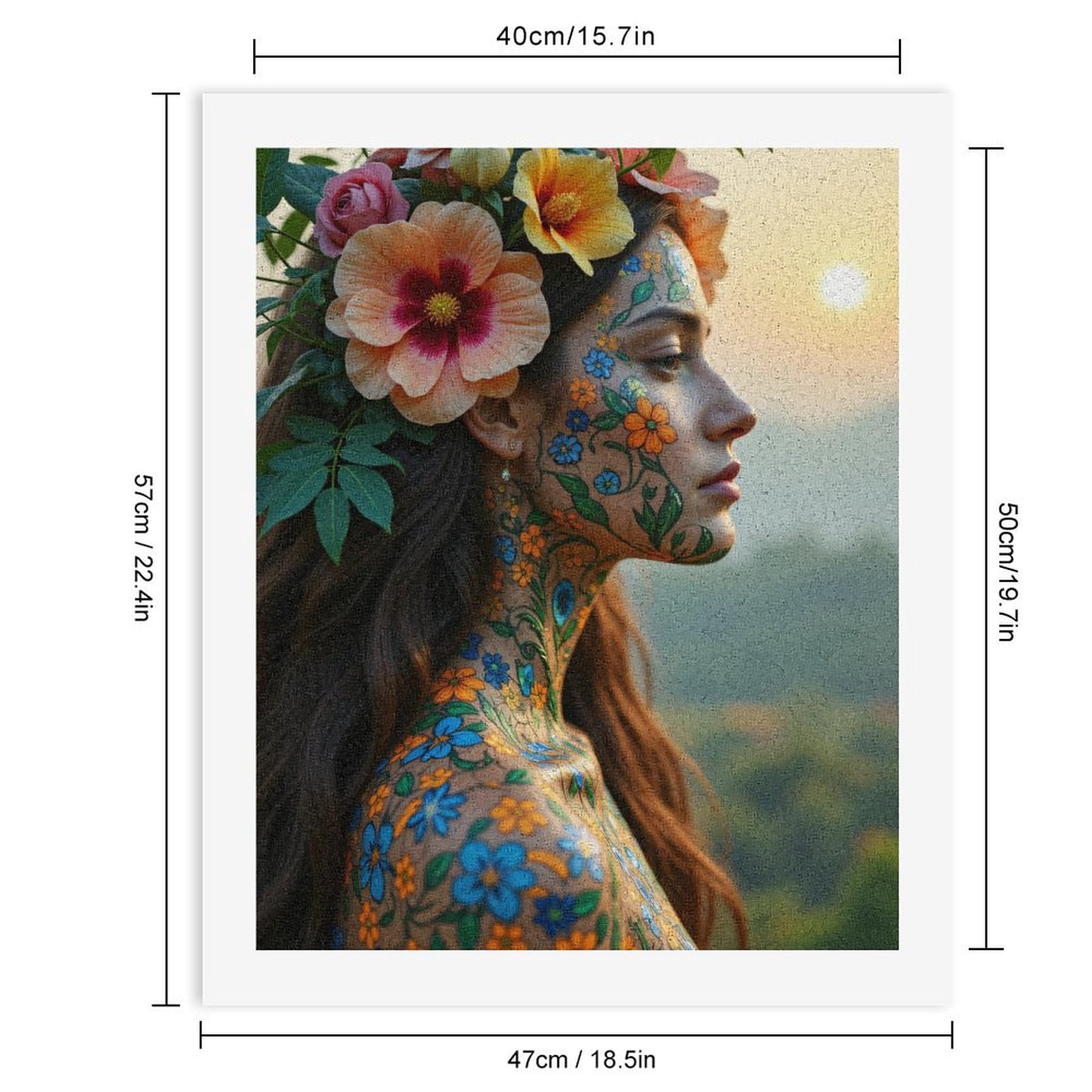 Paint By Numbers Kit for Adults Beginner - Floral Art Nature Portrait Woman DIY Canvas Painting Kits for Adults, Frameless Paint By Number for Adults for Home Wall Decor 16x20 Inch