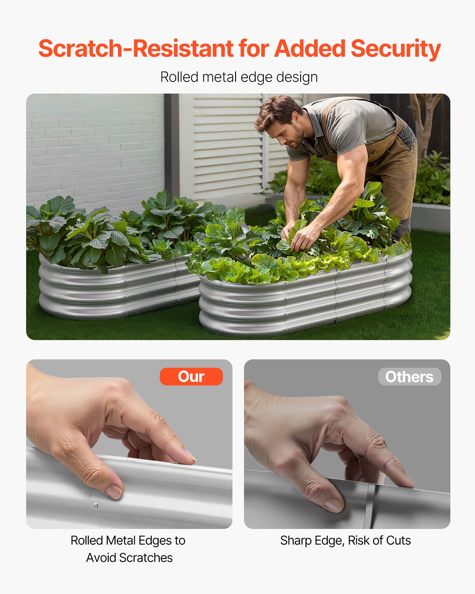 VEVOR Metal Raised Garden Bed, 4 x 2 x 1 ft Oval Outdoor Galvanized Planter Garden Box, Open Bottom Design, Large Planter Raised Bed for Growing Vegetables, Flowers, and Succulents, Galvanized Color