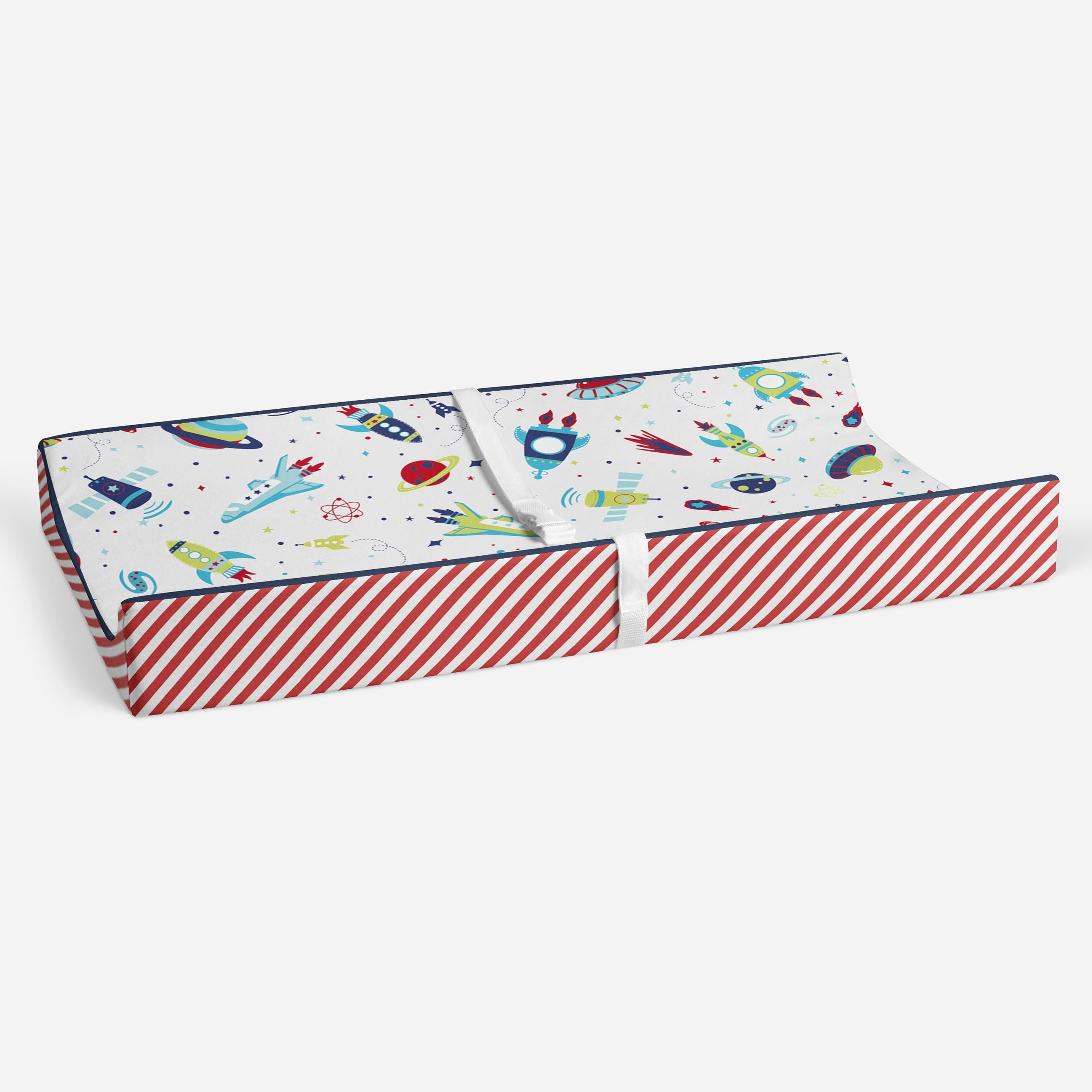 Bacati - Airspace Aqua/Red/Orange/Green/Navy Boys Quilted Changing Pad Cover