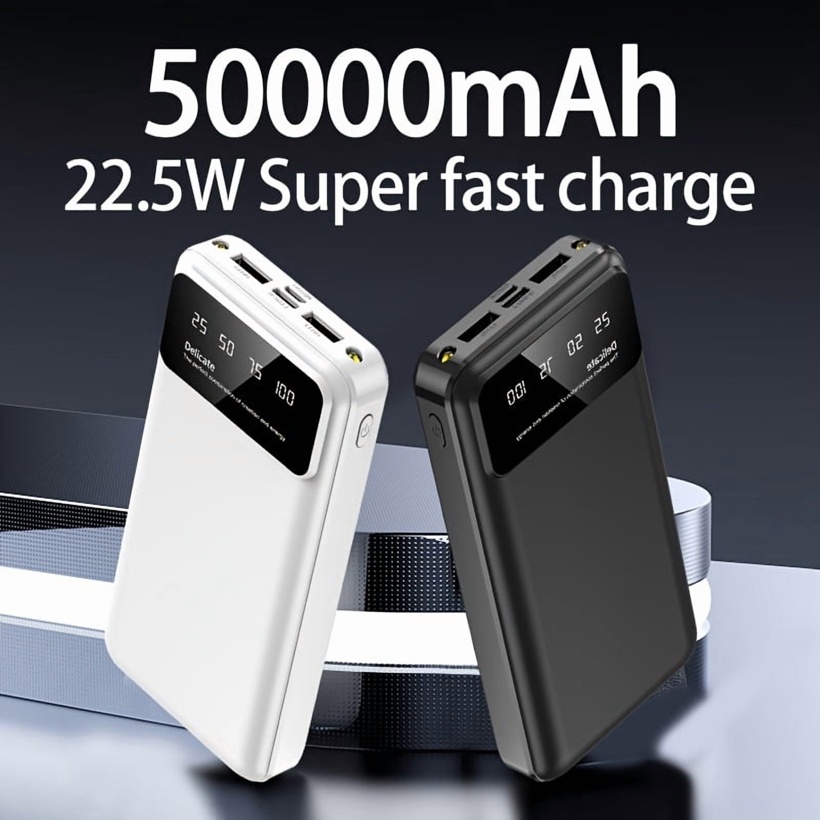 50000mAh Power Bank with LED Display & Flashlight, Portable Charger for Phone Android Devices, Outdoor Emergency Mobile Battery