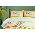 thumbnail image 4 of Ambesonne Owl Print Duvet Cover Sets, Wise Bird Cartoon Art, 2-Queen, Pale Yellow Lime Green, 4 of 7