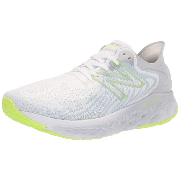 New Balance Women's Fresh Foam 1080 V11 Running Shoe, White/Bleached Lime Glo, 12