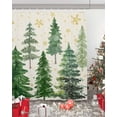 thumbnail image 5 of Polyester Fabric Green Christmas Tree Shower Curtain, Yellow Snowflake Xmas Rustic Waterproof Bathtub Curtain Bathroom Decor Set with Hooks 72 x 84 Inches, 5 of 6