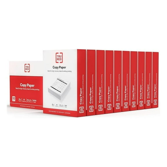 TRU RED 8.5x11 Copy Paper 20 lb. 92-Bright 5000 Sheets/Carton