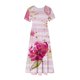 thumbnail image 5 of Puntoco Vestido Midi De Moda Para Mujer Vestido Con Cuello Redondo Y Manga Corta Con Doble Bolsillo Y Estampado Floral A Rayas Rosa M,Regalos Para Mujer Joven, 5 of 6