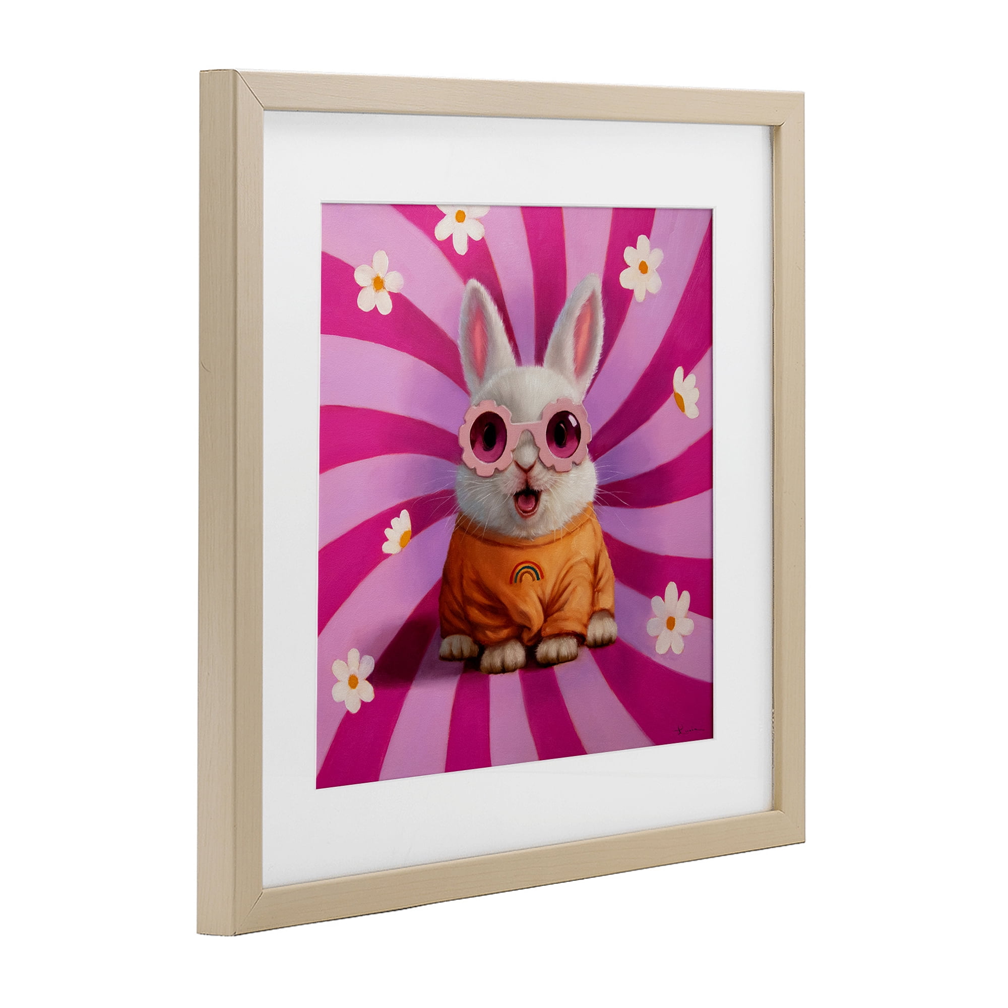 Stupell Industries Good Vibes Only Rabbit Birch Framed Print Under Glass, design by Lucia Heffernan