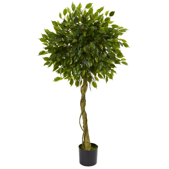 Nearly Natural 5 ft. Ficus Artificial Topiary Tree, UV Resistant (Indoor/Outdoor)