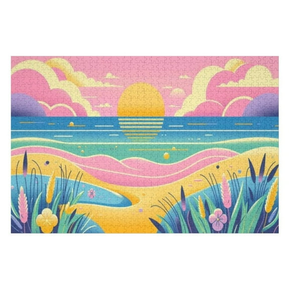 Puzzles for Adults 300 Pieces - Colorful Beach Scene Funny Puzzles Challenging Brain Exercise, for Puzzle Lovers Gift