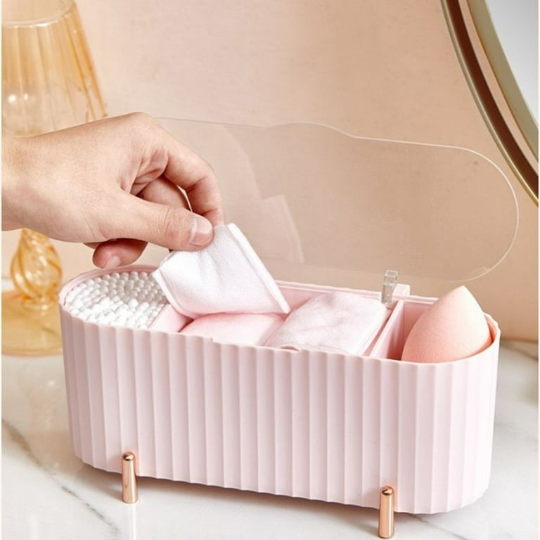 Yesbay Cotton Pad Storage Box Dust-proof with Transparent Lid Desktop Make  Up Dental Floss Container for Living Room 