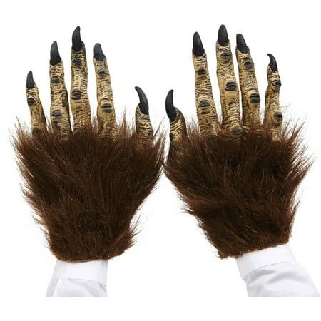 Brown Hairy Beast Adult Latex Hands Halloween Accessory