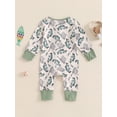 thumbnail image 6 of Newborn Baby Boy Girl Fall Winter Clothes Long Sleeve Fish Print Zipper Jumpsuit Romper Outfits 0-12M, 6 of 9