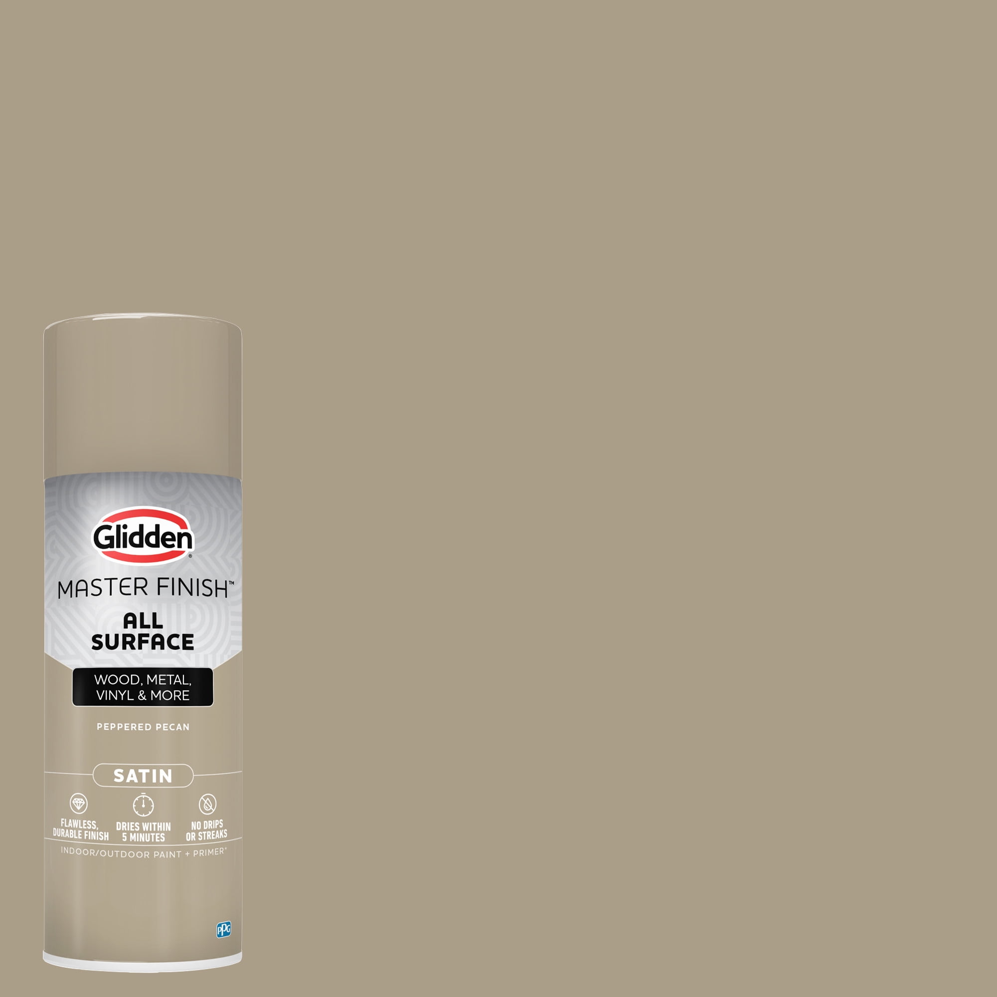 (2 pack) Glidden Master Finish 12 oz. Satin Peppered Pecan Interior/Exterior All Surface Spray Paint and Primer