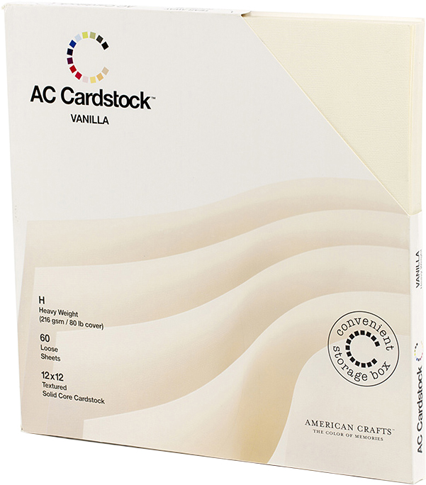 American Crafts Textured Cardstock Pack 12'X12' 60/Pkg-Solid Vanilla