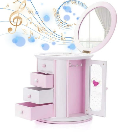 Girls Musical Jewelry Box,Cute Kids Necklace Storage Cas for Little Girl Toddler Children Jewelry Organizer Box Gift Child Music Jewelry Box