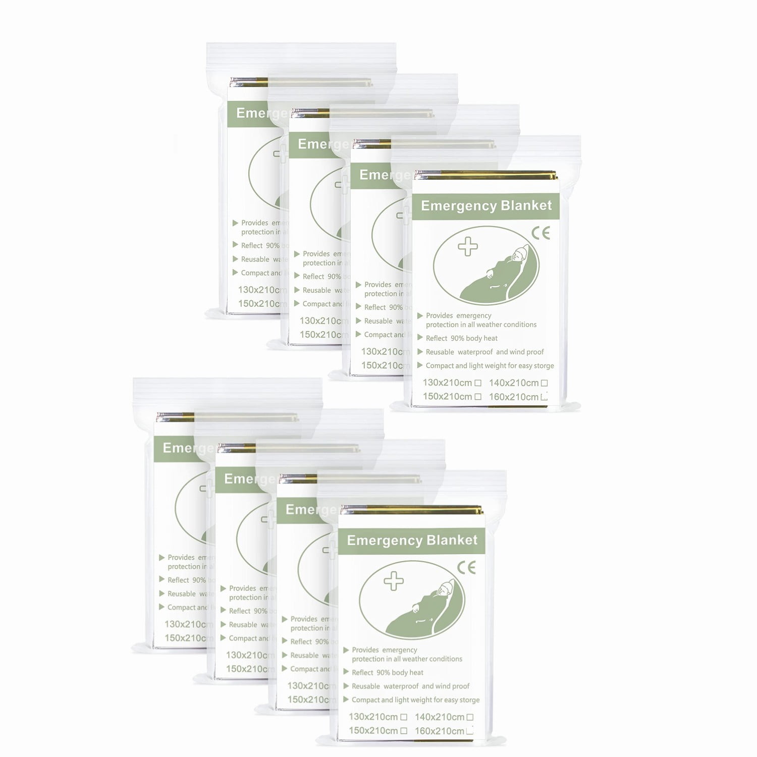 NBW Emergency Mylar Thermal Blanket (8 Pack) Space Blankets for First