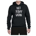 thumbnail image 2 of Quote Not Today Satan Funny Witty Inspirational/Christian Unisex Graphic Hoodie Sweatshirt, Black, Small, 2 of 3