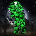 thumbnail image 6 of Halloween Pajamas Halloween Pumpkin Print Plus Size Wide Leg Button Pajamas for Women Set, 6 of 6