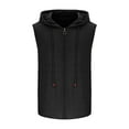 thumbnail image 4 of BiZtdJrK Sleeveless Hoodies for Men Casual Slim Fit Zip-Up Drawstring Hooded Workout Tank Tops Summer Casual Muscle Vest Tanks Black L, 4 of 7