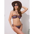 thumbnail image 4 of DARING DIVA Women's Colorblock Stripes Ripple Bikini Sets Medium Rainbow, 4 of 6