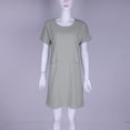thumbnail image 3 of Vestido Vestido informal para mujer con cuello redondo de lino y algodón de gran tamaño para uso diario (gris M) Ygjytge Gris T M para Mujer, 3 of 9