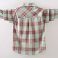 thumbnail image 4 of Ccpelsie Boys Girls Plaid Flannel Shirts Toddler Kids Long Sleeve Casual Collared Button Down Shirts Fall Clothes(Green,4-5 Years), 4 of 5