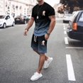 thumbnail image 2 of toraway Mode Blanc Costumes pour Hommes 2 Pcs Ensemble de Sport Athlétisme Grande Taille Manches Courtes Col Rond Ensemble Décontracté Petit Imprimé Noix de Coco m, 2 of 4