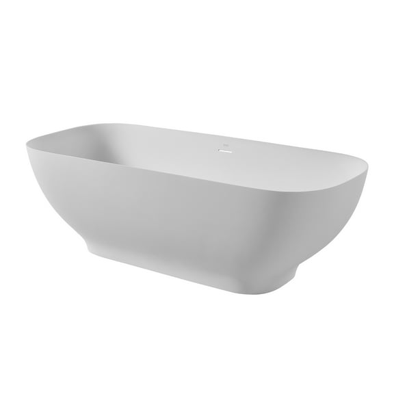 Rainlex 63" x 29.5" Solid Surface Soaking Bathtub, White