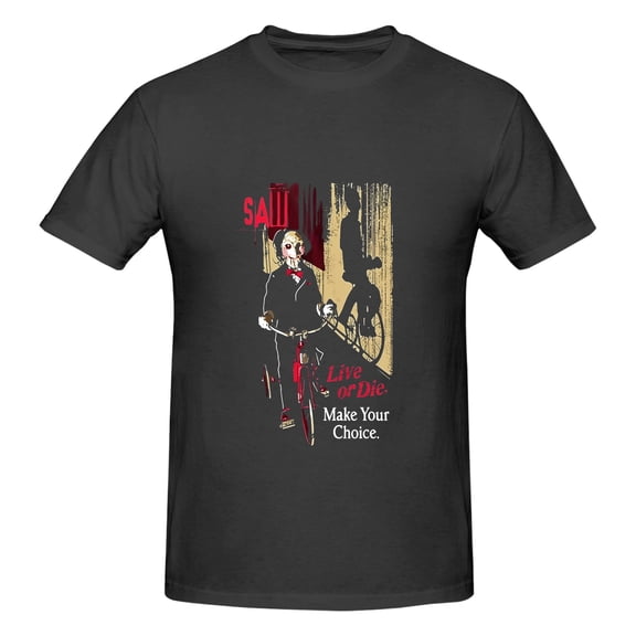 180g Cotton Unisex T-Shirt - "Live or Die. Make Your Choice." Saw-Inspired Graphic, Black, S-5XL