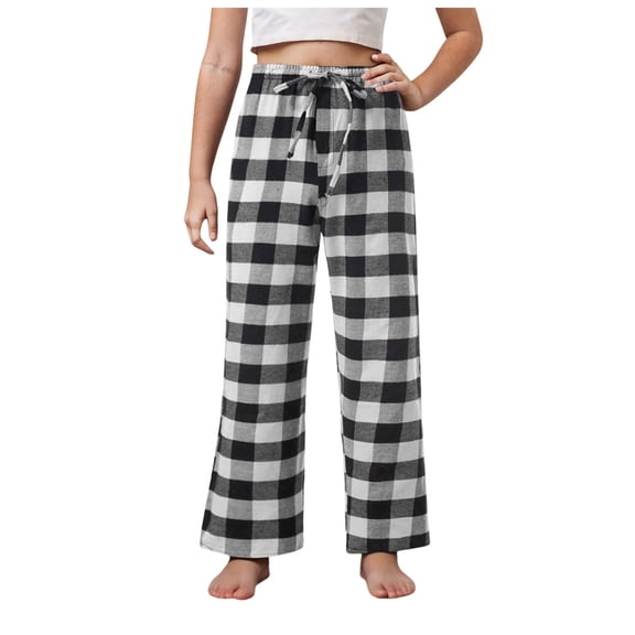 Boys Girls Christmas Pants Soft Plaid Pant