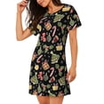 thumbnail image 2 of Fotbe Christmas Tree Decoration Bata de Dormir para Mujer con Estampado, Camisón de Algodón de Manga Corta, Ropa de Dormir Casual, 2 of 6