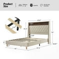 thumbnail image 7 of 62" LED Upholstered Bed Frame Queen with Charging Station Velvet Storage Headboard Motion-Sensing Night Lignt, Cream, 7 of 7