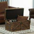 thumbnail image 6 of Brown Large Wooden Lockable Trunk Farmhouse Style Rustic Design Lined Storage Chest with Rope Handles, 6 of 8