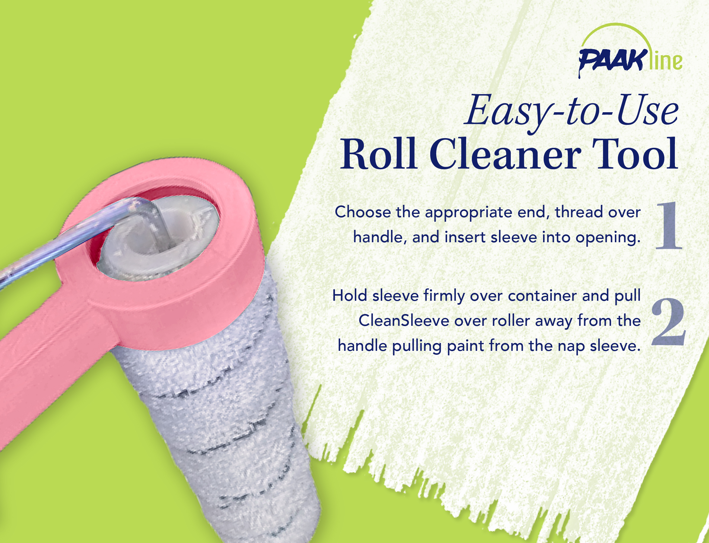 PAAKline CleanSleeve Paint Roller Cleaner- Clean Paint Roller in Seconds  with only ONE Swipe- Paint Roller Sleeve Cleaner- Pink - Made in America