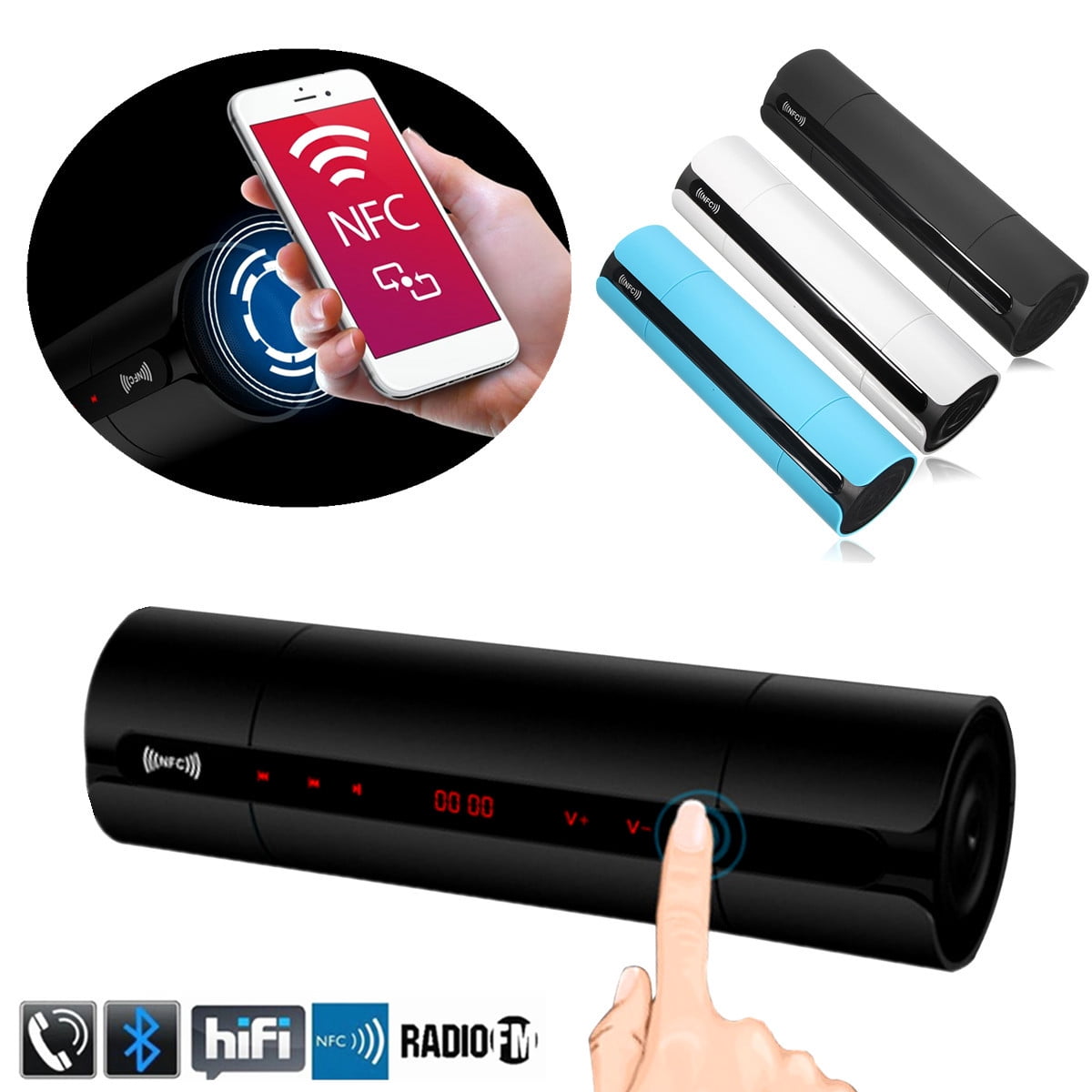 MINI Colorful Music Portable Wireless BT NFC Speaker LCD Radio AUX Gift