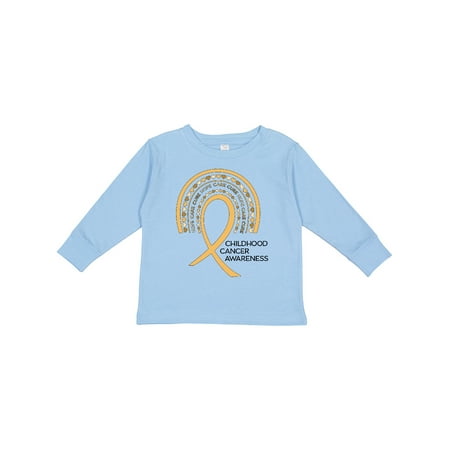 

Inktastic Childhood Cancer Awareness Rainbow Ribbon with Hearts Gift Toddler Boy or Toddler Girl Long Sleeve T-Shirt