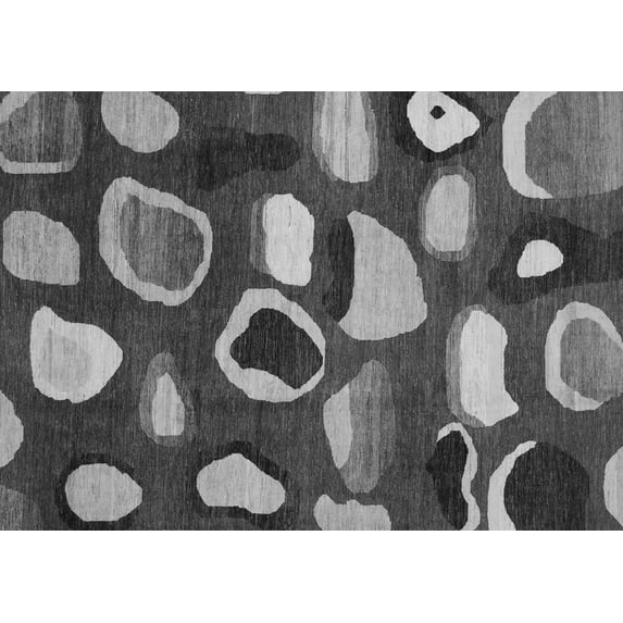 Ahgly Company Indoor Rectangle Abstract Gray Modern Area Rugs, 3' x 5'