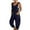 Navy, variant on WREESH Womens Baggy Overalls Fashion Summer Solid Color Casual Sleeveless Suspender Jumpsuit Wine